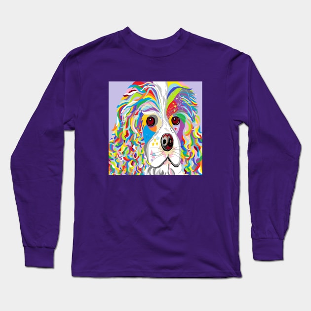 Colorful Cavalier King Long Sleeve T-Shirt by EloiseART